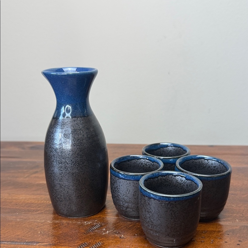 Japanese Sushi Sake Bottle & Cup Set
